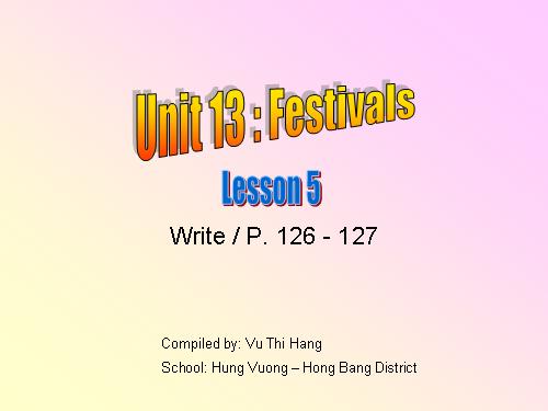 Unit 13. Festivals