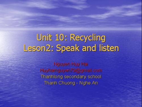 Unit 10. Recycling