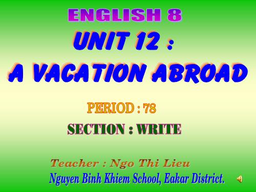 Unit 12. A vacation abroad