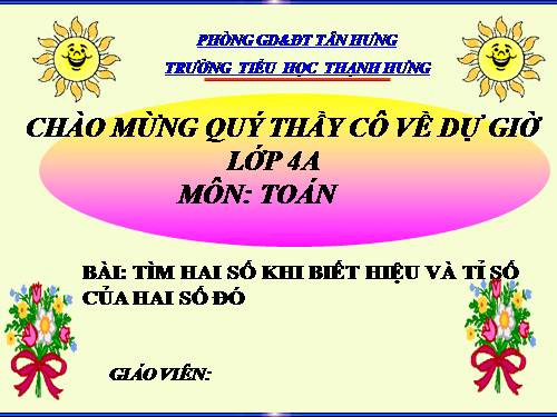 Tìm hai số khi biết hiệu và tỉ số của hai số đó