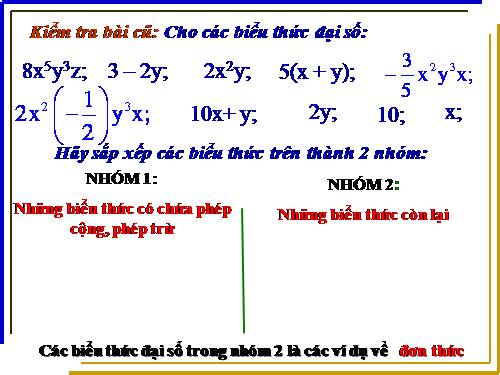 Chương IV. §3. Đơn thức