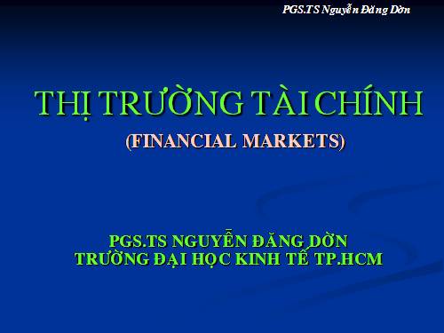 Bài giảng thị trường tài chính