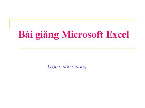 Hướng dẫn sử dụng chương trình EXCEL