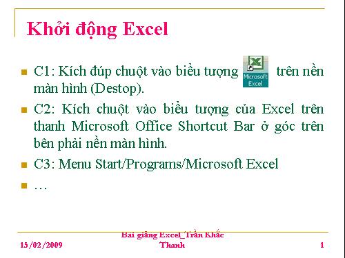 Giao trình Excel (Phần 1)