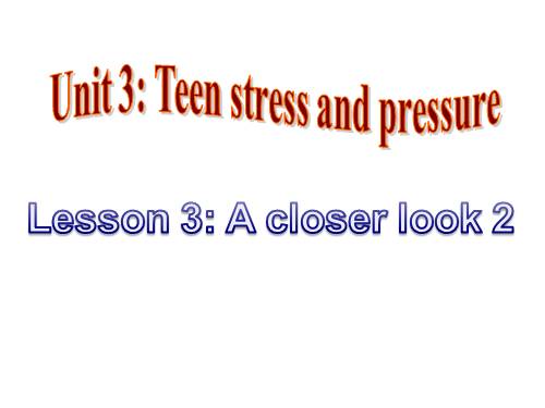 Unit 3. Teen stress and pressure. Lesson 3. A closer look 2