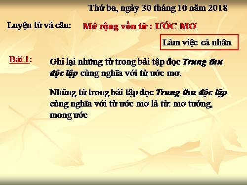 Tuần 9. MRVT: Ước mơ