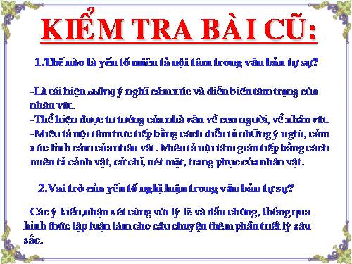 Bài 13. Luyện nói: Tự sự kết hợp với nghị luận và miêu tả nội tâm