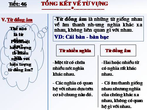 Bài 9. Tổng kết về từ vựng (Từ đơn, từ phức,... từ nhiều nghĩa; Từ đồng âm,... trường từ vựng)