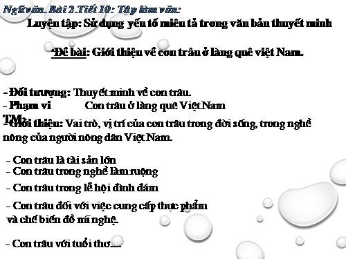 Bài 2. Luyện tập sử dụng yếu tố miêu tả trong văn bản thuyết minh