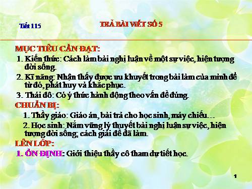 Bài 22. Trả bài tập làm văn số 5