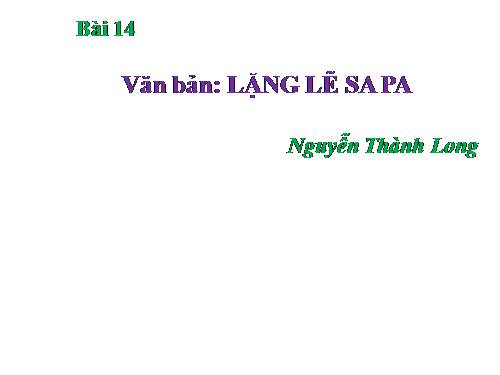 Bài 14. Lặng lẽ Sa Pa