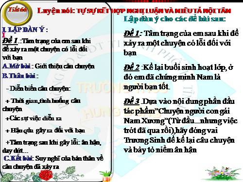 Bài 13. Luyện nói: Tự sự kết hợp với nghị luận và miêu tả nội tâm