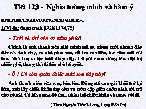 Bài 24. Nghĩa tường minh và hàm ý