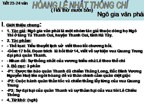 Bài 5. Hoàng Lê nhất thống chí - Hồi thứ mười bốn