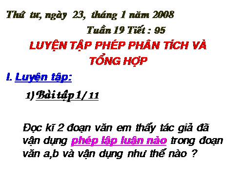 Bài 18. Luyện tập phân tích và tổng hợp
