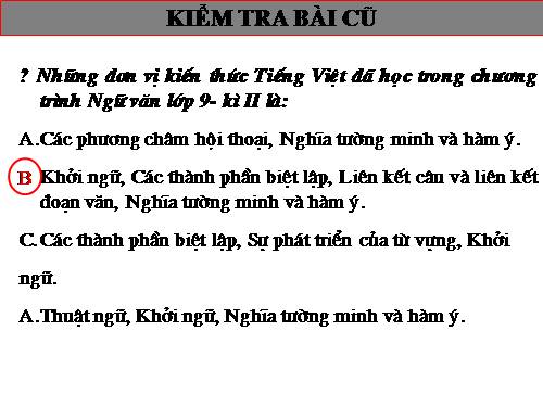 Bài 27. Ôn tập phần Tiếng Việt (Khởi ngữ, Các thành phần biệt lập,...)