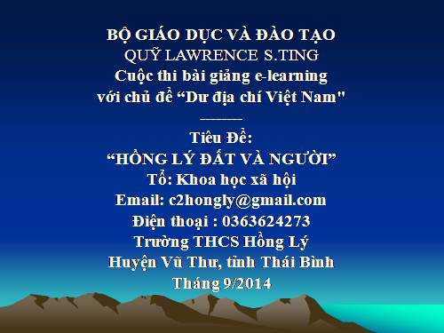 Bài giảng dư địa chí về đất và người hồng Lý