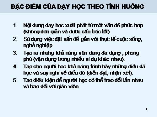 DẠY HỌC THEO TÌNH HUỐNG