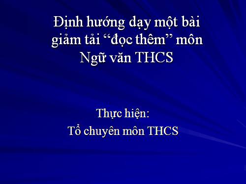 Định hướng 1 tiết dạy đọc thêm