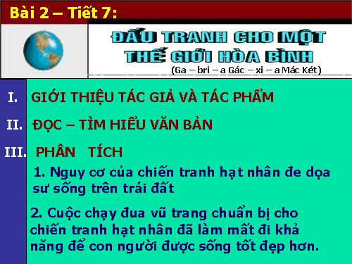 Bài 2. Đấu tranh cho một thế giới hoà bình