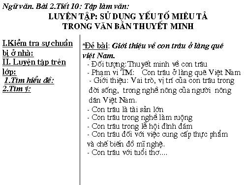 Bài 2. Luyện tập sử dụng yếu tố miêu tả trong văn bản thuyết minh