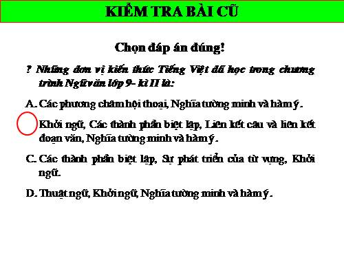 Bài 27. Ôn tập phần Tiếng Việt (Khởi ngữ, Các thành phần biệt lập,...)