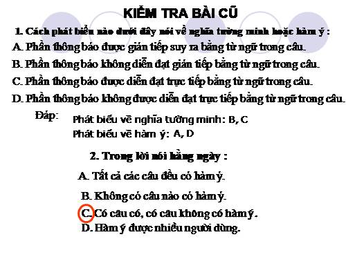 Bài 25. Nghĩa tường minh và hàm ý (tiếp theo)
