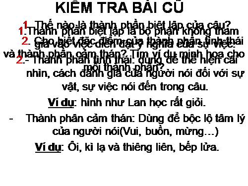 Bài 20. Các thành phần biệt lập (tiếp theo)