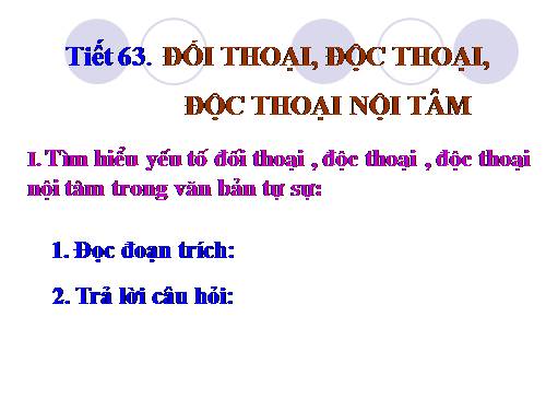 Bài 13. Đối thoại, độc thoại và độc thoại nội tâm trong văn bản tự sự