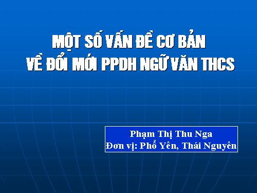 Đổi mới PPDH môn Ngữ văn