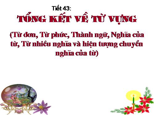 Bài 9. Tổng kết về từ vựng (Từ đơn, từ phức,... từ nhiều nghĩa; Từ đồng âm,... trường từ vựng)