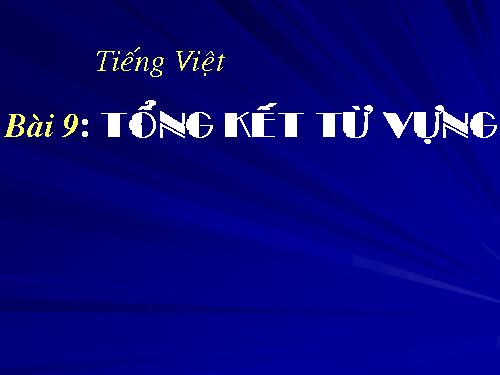 Bài 9. Tổng kết về từ vựng (Từ đơn, từ phức,... từ nhiều nghĩa; Từ đồng âm,... trường từ vựng)