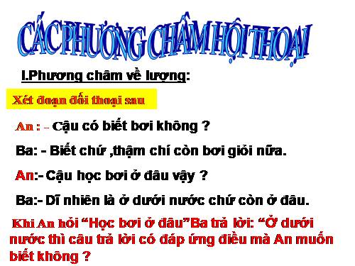 Bài 1. Các phương châm hội thoại