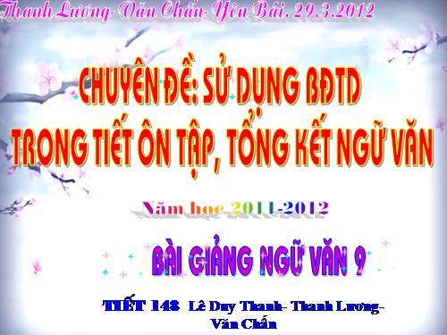 Tiết 148. TỔNG KẾT NGỮ PHÁP(chuyên đề UD BDTD trong dạy học NV)