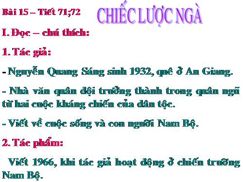 Bài 15. Chiếc lược ngà