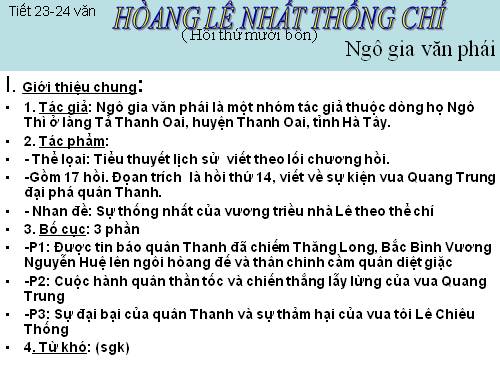 Bài 5. Hoàng Lê nhất thống chí - Hồi thứ mười bốn