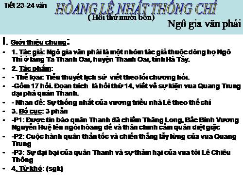 Bài 5. Hoàng Lê nhất thống chí - Hồi thứ mười bốn