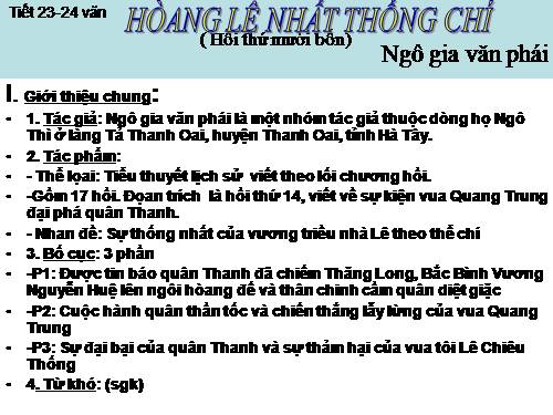 Bài 5. Hoàng Lê nhất thống chí - Hồi thứ mười bốn