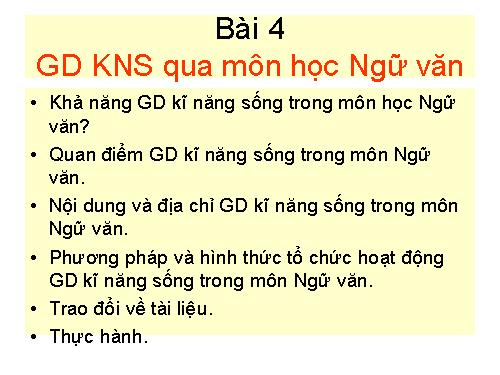 Giáo dục kĩ năng sống môn Ngữ Văn