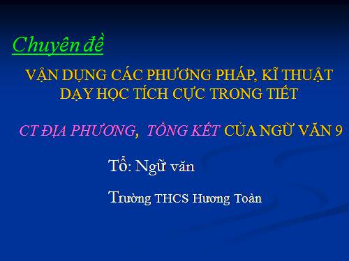 Chuyên đề: Thực hiện CT địa phương Ngữ văn 9