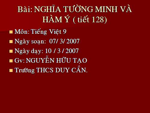 Bài 24. Nghĩa tường minh và hàm ý