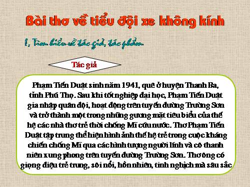 Bài 10. Bài thơ về tiểu đội xe không kính