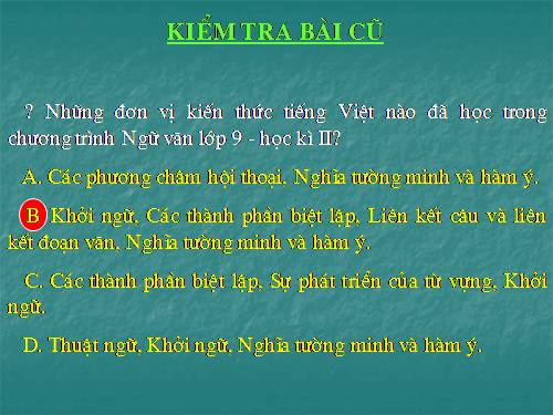 Bài 27. Ôn tập phần Tiếng Việt (Khởi ngữ, Các thành phần biệt lập,...)