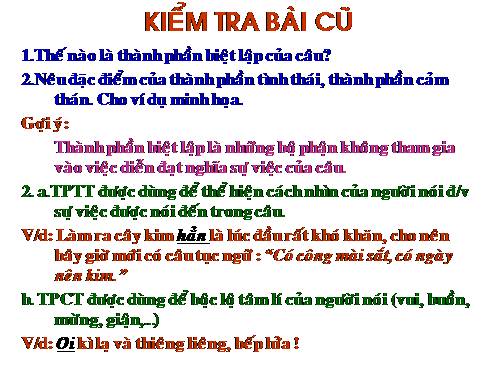 Bài 20. Các thành phần biệt lập (tiếp theo)