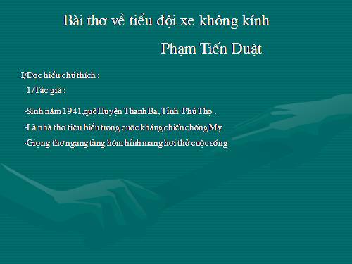 Bài 10. Bài thơ về tiểu đội xe không kính