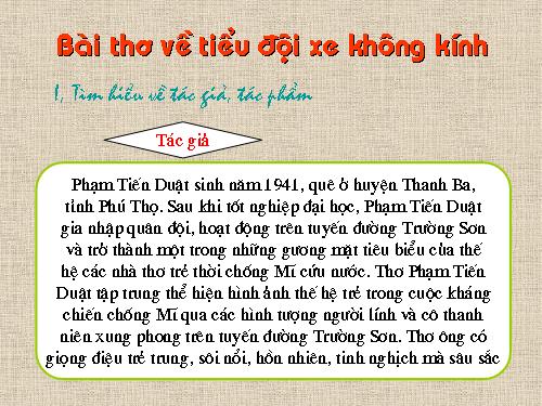 Bài 10. Bài thơ về tiểu đội xe không kính