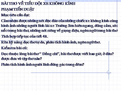 Bài 10. Bài thơ về tiểu đội xe không kính