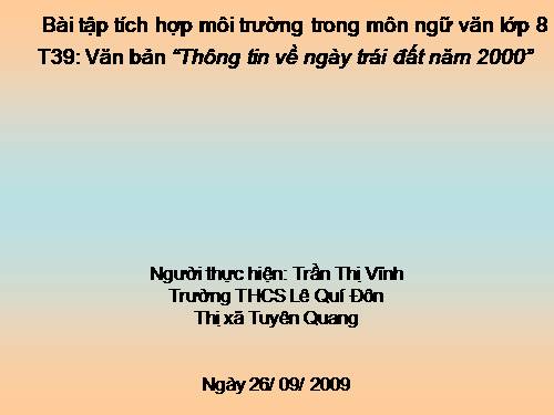 Bài tập tích hợp môi trường trong môn NV