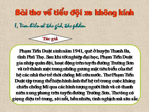 Bài 10. Bài thơ về tiểu đội xe không kính