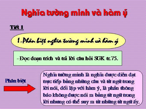 Bài 24. Nghĩa tường minh và hàm ý